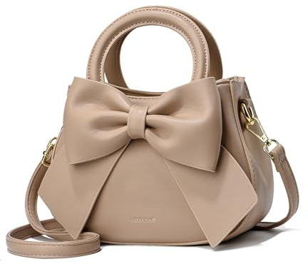 NICOLE & DORIS Umhängetasche für Damen Kleine Handtaschen mit Schleife Henkeltasche PU Leder Niedliche Schultertasche Mädchen Crossbody Bag Satchel Tasche