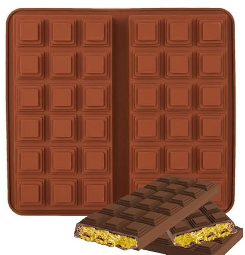 Schokoladenform Silikon Tief, Dubai Schokoladentafel Form, Silikonform Schokoladentafel Tiefe Schokoladenform Tief Schokolade Form mit 2 Large Mulden für Schokolade Praline Süßigkeiten