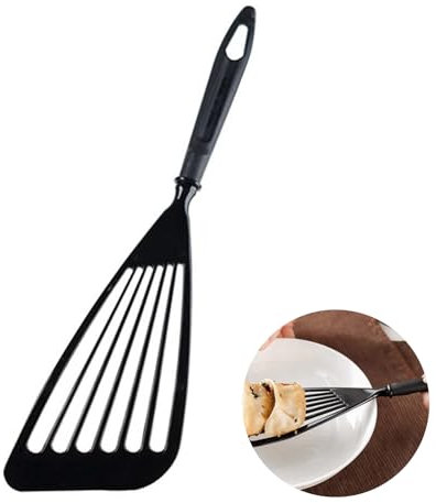 Fish Spatula, Nylon Slotted Silicone Spatula Fish Slice Big Burger Flipper Egg Spatula Turner Non Stick Flexible Large Silicone Spatula for Non-Stick Pans Cooking Flipping Pressing Fish Eggs Pancakes