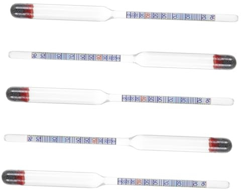 TOPBATHY 5pezzi Alcolimetro Gradi Misuratore di in Vetro per Liquori e Distillati Tester di Misuratore della Percentuale di