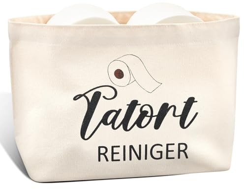 Xuniea Toilettenpapier Aufbewahrung, Natürliche Farbe, Tatort Reiniger | Witzige Klopapier Aufbewahrungsbeutel, Toilettenpapierhalter Korb, Lustige Badezimmer Toilette Klo Deko