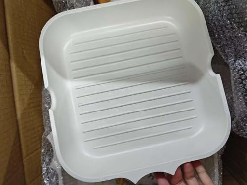 Kordisen Poêle à griller antiadhésive avec couvercle, 24 cm carrée, revêtement sain avec becs verseurs, compatible induction, sans PFOA, blanc