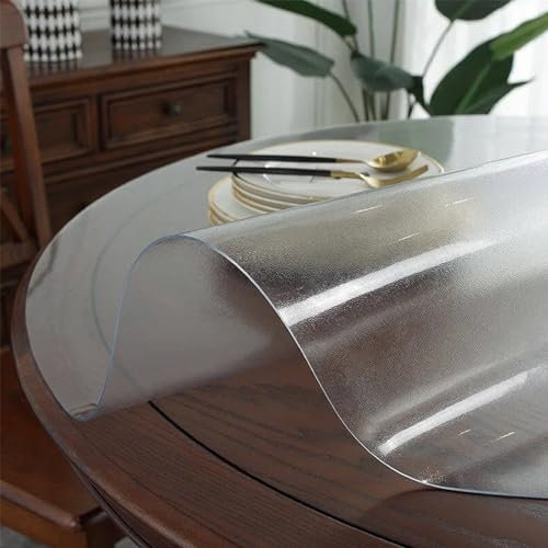 Tovaglietta in vetro per tavolo da pranzo smerigliato trasparente, rotondo, 30 cm, spessore 1,5 mm, tovaglia smerigliata con bordo smussato a V, pellicola protettiva per mobili e tavoli in vetro