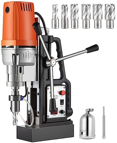 Kit de perceuse magnétique MD50 50mm 1680W perceuse de banc électrique 2900LBS Force magnétique avec mèches annulaires HSS,Puissant et efficace(MD50 7PCS)