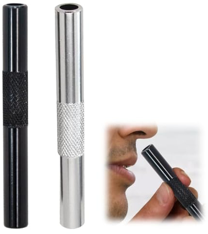 JAWUZ 2 Pezzi Cannucce in Metallo, Portatile S-Nuff Paglia 7Cm, Riutilizzabili di Alta Qualità per Picnic, Campeggio, Viaggi (Nero/Argento)