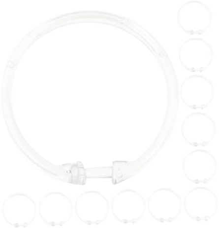 ABOOFAN 15piezas Anillas De Ducha Transparentes De Cierre Presión Ganchos Circulares para Cortinas y Drapeados Fáciles De Instalar y Resistentes para Baño y Hogar