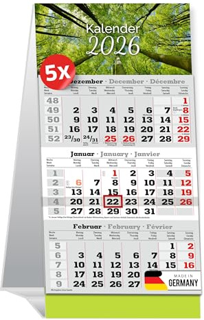 PRIMUS PRINT 5x Tischaufstellkalender 2027-3 Monatskalender zum Aufstellen