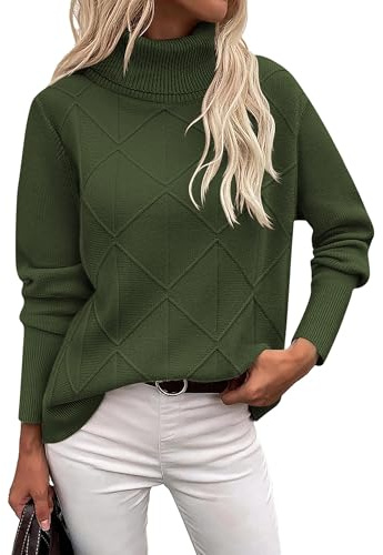 Zeagoo Women's Turtleneck Jumpers Elegant Long Sleeve Sweaters Warm Jumper | Roll Neck Knitted Pullover Tops Casual Loose Sweater Fall Winter S-XXL