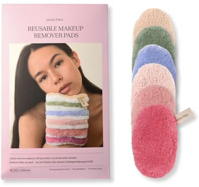 Waschies Juego de 6 almohadillas desmaquillantes (florales), limpieza facial suave, lavables, reutilizables e hipoalergénicas, para todo tipo de pieles, alternativa a las almohadillas de algodón y