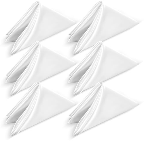 DOPENSPI 6 servilletas de tela blanca, 43 x 43 cm, poliéster, servilletas, lavables, reutilizables, servilletas de mesa, servilletas para bodas, eventos, bodas, fiestas, almuerzos, restaurantes