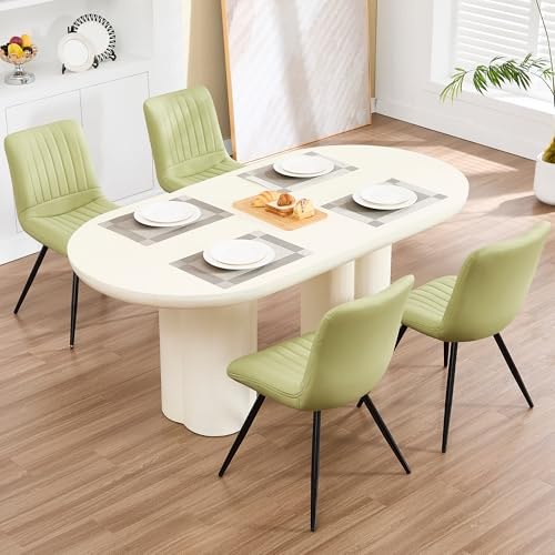 YUUIJOAA Esszimmerstühle 4er Set，PU-Kunstleder Modern Polsterstuhl mit Rückenlehne für Esszimmer/Restaurant/Wohnzimmer (Grün, 4 PCS)