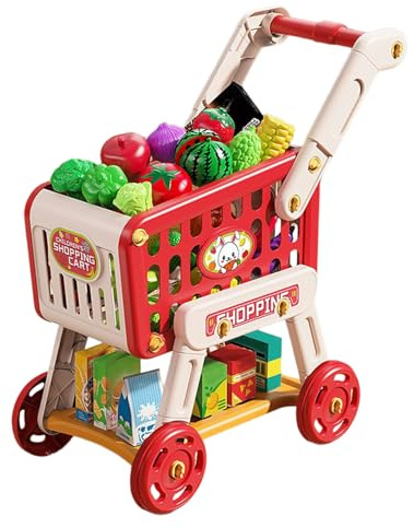 Genérico Kids Shopping Trolley - Toy Shopping Trolley | Supermarket Game Cart | Pretend Play Toys Educational Toys | Fake Food Accessories for Kids Vidry Lea