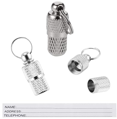 LARRYROO Pack of 1 - ID Pets, Barrel Tube Tag with Name, Address, Number, Anti-Lost Dog Cat ID Tag for Cats Dogs Collar