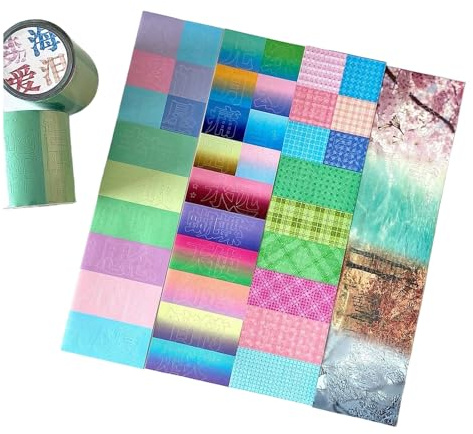 Lot d'autocollants de scrapbooking - Étiquettes décoratives autocollantes en plastique pour journaux, emballages cadeaux, arts créatifs et accessoires de bricolage - Rouleau en plastique