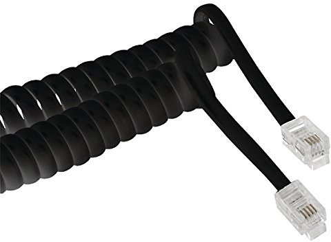 DITM® Câbles spiralés extensibles pour combiné ou téléphone à connecteur RJ10 mâle vers RJ10 mâle (5,00m, Blanc - 1 pièce)