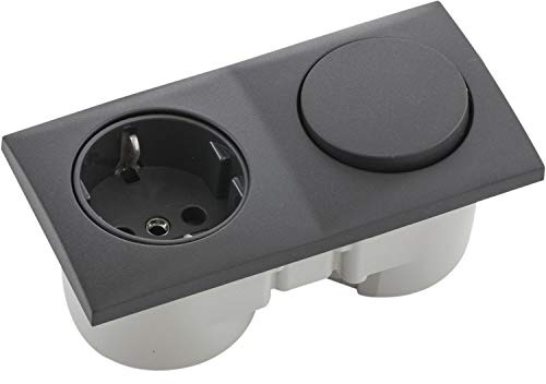 Berker Integro Flow Steckdose mit Schalter - Einbausteckdose mit integriertem Schalter, anthrazit