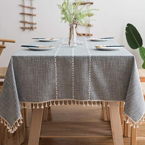 Flei Tischtuch 60x130cm, Stoff Tischwäsche, Wasserabweisend Staubdichte Pflegeleicht Antirutsch, Für Deko Hochzeit Hotel Restaurant Cafe Gastronomie - Grau