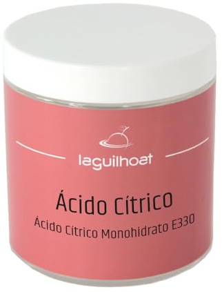 Ácido cítrico alimentario E-330 220 g en frasco hermético reutilizable para cocina y conservas, aporta acidez, antioxidante culinario, cuajar leche, marinados, efervescencias, descalcificador