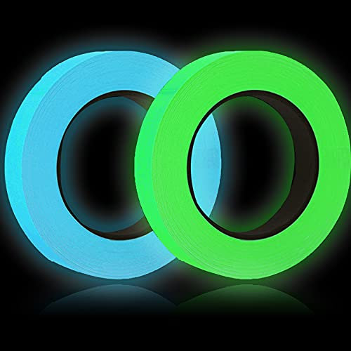 2 Rolle Fluoreszierendes Leuchtendes Klebeband YUTOU 1cm*10m Wasserdicht Luminous Tape Selbstklebendem Leuchtendes Band Phosphor Markierungsband für Nachtwarnschilder Bühnendekorationen