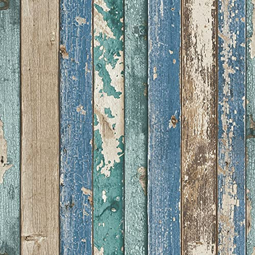 SOPHIE LAURENCE Rustic Wood Distressed Plank Effect Realistic Wood Wallpaper for Bedroom Bathroom Living Room