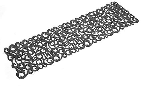 Tischläufer, Openwork Filz Tischläufer Filz Tischdekoration Matte Esstisch Läufer Matte mit Wunderschönen Durchbrochenen Blumen Hitzebeständig und Langlebig 102 x 29 cm(Dunkelgrau)