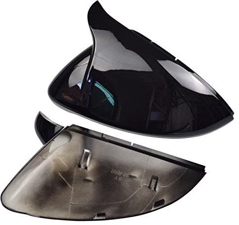 BYWWANG Auto Spiegelkappen Auto Schwarz Horn Form Seitenspiegelabdeckung, Für VW Golf 7 MK7 7.5 GTD R GTI GTE VII Cap E Golf Sportsvan 2013-2020