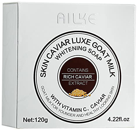 AILKE Goat Milk Whitening Soap, Moisturizing Body Wash Bar, HandMade Soap, With Vitamin C, Brightening, Even Toning, For All Skin Types, 120g
