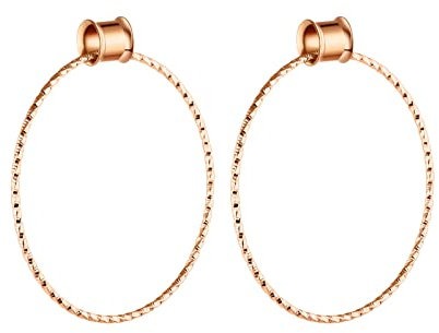 Bishilin Plugs 18MM Edelstahl, Ohr Tunnel Set Creolen Rosegold mit Anhänger Hoop Piercing Plug Ohr Expander Set