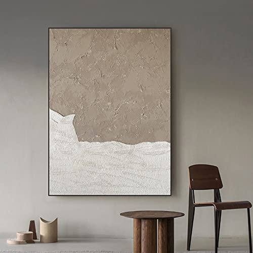 Acrylbilder Auf Leinwand Handgemalt, Braun-Weiße Dicke Textur, Farblich Passend, Minimalistisch, Abstrakt, Modern, 100 % Original, Rahmenlose, Handgemalte Ölgemälde Auf Leinwand Für Die Familie