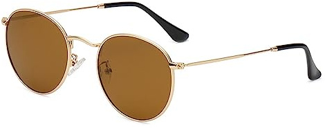 RUNHUIS Kleine Rund polarisierte Sonnenbrille Damen Herren Vintage Klassische Super Leichte Metallrahmen Gläser Retro Mode Brillen für Fahren Angeln