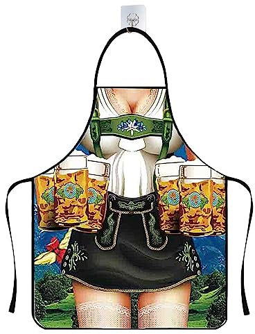 Tyskt festförkläde - Oktoberfest oljeförkläde dam dirndl förkläde, tysk oljedräkt fest dirndl förkläde Lederhosen BBQ förkläde