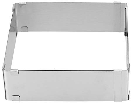 Lata de Pastel Cuadrada de Acero Inoxidable Anillo de Molde de Pastel Ajustable Anillos de Tarta Cuadrados Rectangulares Recubrimiento de Moldeo (Anillo grande de mousse