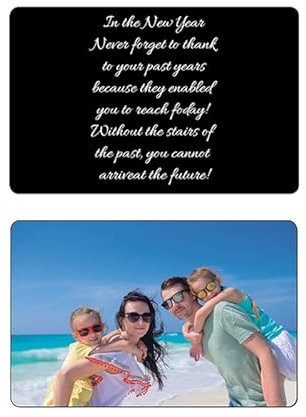 Personalisierte Bild-/Text-Brieftasche aus Metall, individuell farbig bedrucktes Bild, doppelseitige Brieftaschen-Einsteckkarte für Liebesbriefe, Jahrestag, Ehemann, Ehefrau, Familie, Paar (Schwarz)