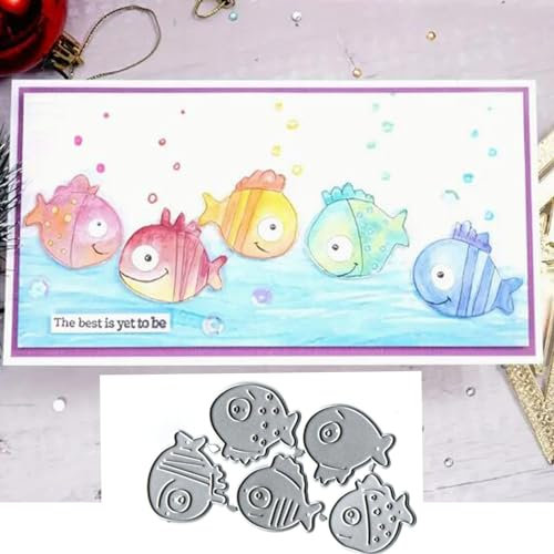 Metall-Stanzformen, niedliche Fische, Ozean, Stanzschablonen für Bastelarbeiten, Scrapbooking, Alben, dekorative Prägepapier-Stanzformen, Kartenherstellung, 5 Stück