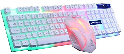 Keyboards Colorful LED Illuminated Backlit USB Wired PC Rainbow Gaming Keyboard Mouse Set