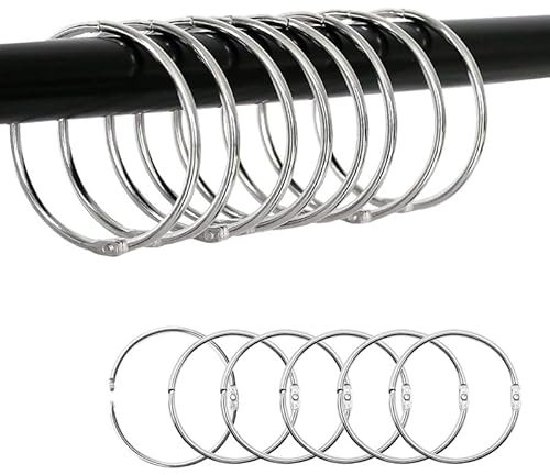 INF Confezione da 30 anelli per tende apribili/anelli per tende da doccia per porte finestre tende da doccia diametro interno 60 mm anelli di apertura in ferro con rivestimento antiruggine argento