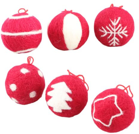 Ciieeo 6stücke Bunte Wollkugeln Als Weihnachtsbaumanhänger Mit Aufhängeschnur Lebendige Christbaumschmuck Deko Für Zuhause Büro Laden Und Rot Mix