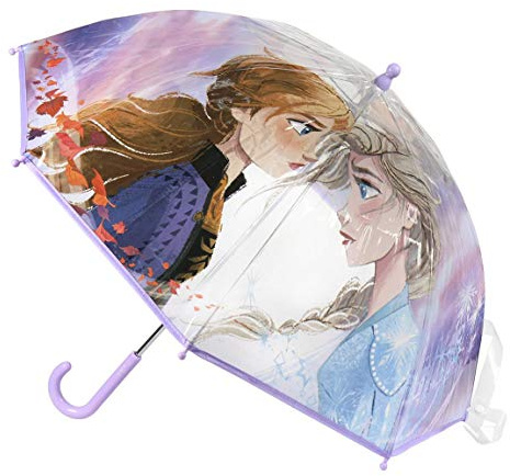 Disney Eiskönigin Stockschirm Regenschirm Bubble Schirm Anna und Elsa Schrim durchsichtig Fiber Glas 71 cm (Eiskönigin 3)