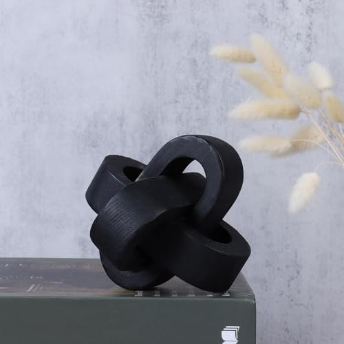 Maritown Wood Knot Decor 3-Link Wood Chain Knot Decorative Art Craft Aesthetic Ornaments for Coffee Table Decor Rustic Farmhouse Wooden Tiered Tray Living Room Home Accessories Shelf Decorations