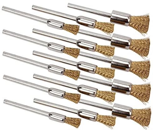 Hohopeti 15pcs Copper Wire Brush Handle Electric Grinding Mini Metal Wire Wheel Brush Cleaning Tools
