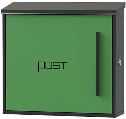 WANGJIANPENGPL Briefkasten zur Montage für den Außenbereich Wand, Hauskastenverriegelung, Briefkasten Groß Modern Metall Verschließbar, 36 x 10 x 37 cm(Green)