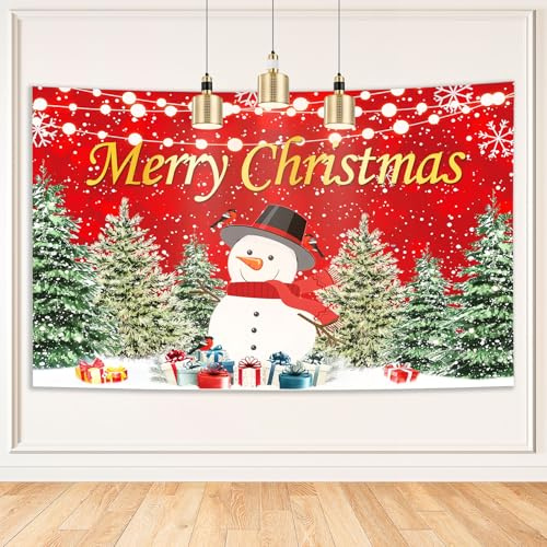 Bigqin Weihnachtsbanner, 180 x 110 cm, Weihnachtsgaragenbanner, handbedrucktes Hintergrundbanner für Weihnachten, Innen- und Außendekoration der Neujahrsfeier