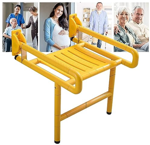 DMMFTERL Banco de Asiento de Ducha, Taburete Plegable de Pared, Asiento de Ducha abatible, sillas de Ducha Plegables de Pared para Ducha Interior de Acero Inoxidable para Personas Mayores,