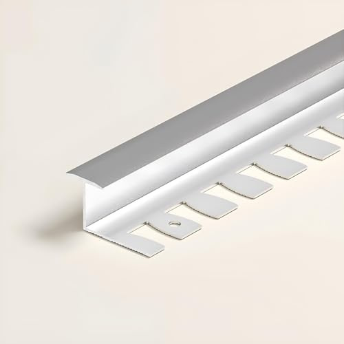 Raouoae Biegbar Abschlussprofil Für Fliesen Eloxiertem Aluminium 135cm 2 Stück Treppenkantenprofil Einfassprofil Flexibles Design Für Perfekte Abschlüsse(Silber,T-TYP_HOCH: 12.5MM)