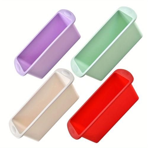 QUHUOYAO Juego de 4 mini moldes de silicona para pan, moldes rectangulares de silicona para pasteles, moldes para hornear pan, panes caseros, pastel de carne, ladrillo de hielo y más