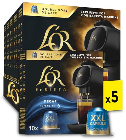 L'OR Barista Decaff XXL Coffee Pods x10, Pack of 5, Total 50 Capsules