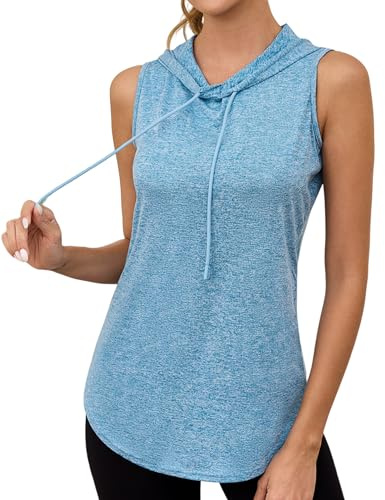 Gyabnw Sport Tank Top Damen Ärmellos für Yoga und Fitness | Leichte Ausführung, ärmelloser Schnitt, je nach Variante mit offenem Rücken oder Kapuze, für Training und Laufen