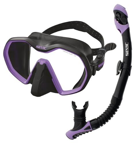 SEAC Set Bis Icona Dry, Hochwertiges rahmenloses Maske- und Schnorchelset für das Gerätetauchen