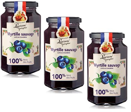 Georgelin | Marmellata Mirtilli Selvatici 100% Zuccheri Frutta | Mirtilli Bosco Marmellata Cotta in Calderone Rame - 3 Vasetti Vetro