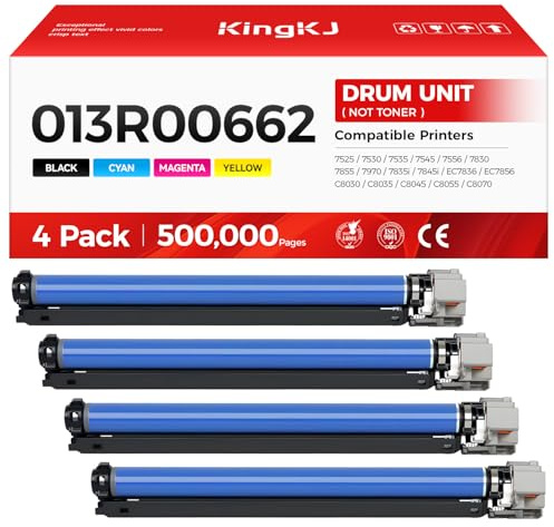013R00662 Drum Unit Set 4-Pack Black Cyan Magenta Yellow Replacement for Xerox Workcentre 7525 7530 7535 7545 7556 7830 7855 7970 7835i 7845i AltaLink C8030 C8035 C8045 C8055 C8070 Printer Image-Drum